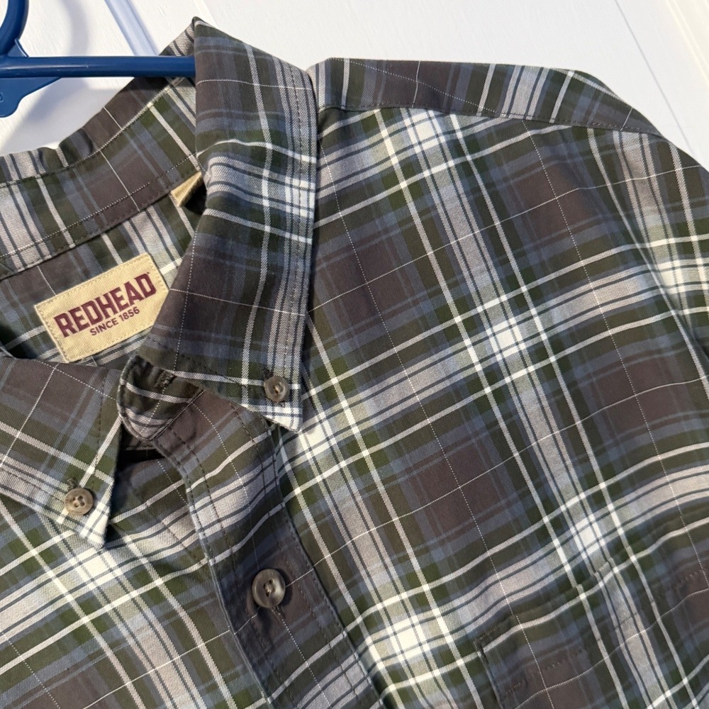 RedHead‎ Plaid Button Down Shirt Mens XL Green Blue LongSleeve